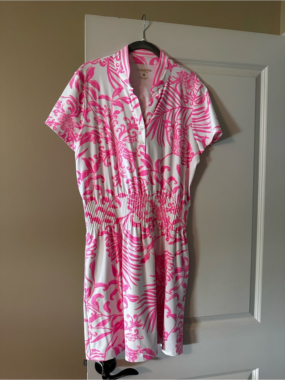 LILLY PULITZER Pink & White Printed Short Sleeve Dress with shorts large